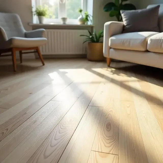 Amostra de piso vinílico com desenho de madeira mel